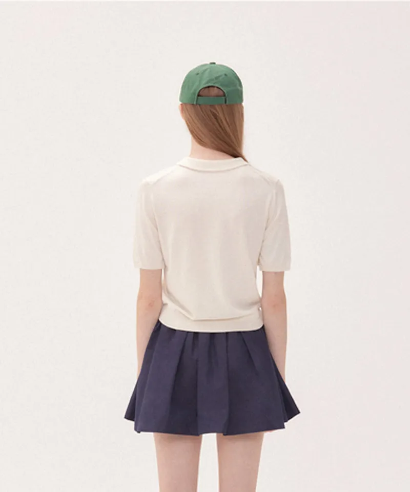 PIV'VEE Short Sleeve Knit PK Shirt - Cloud White