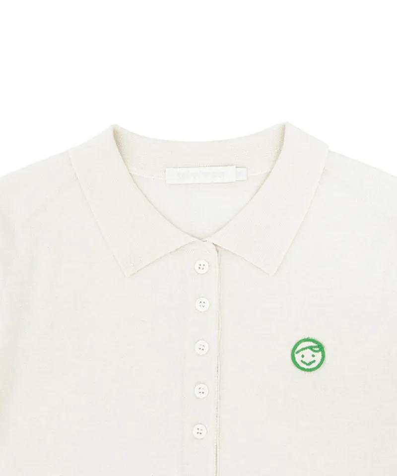 PIV'VEE Short Sleeve Knit PK Shirt - Cloud White