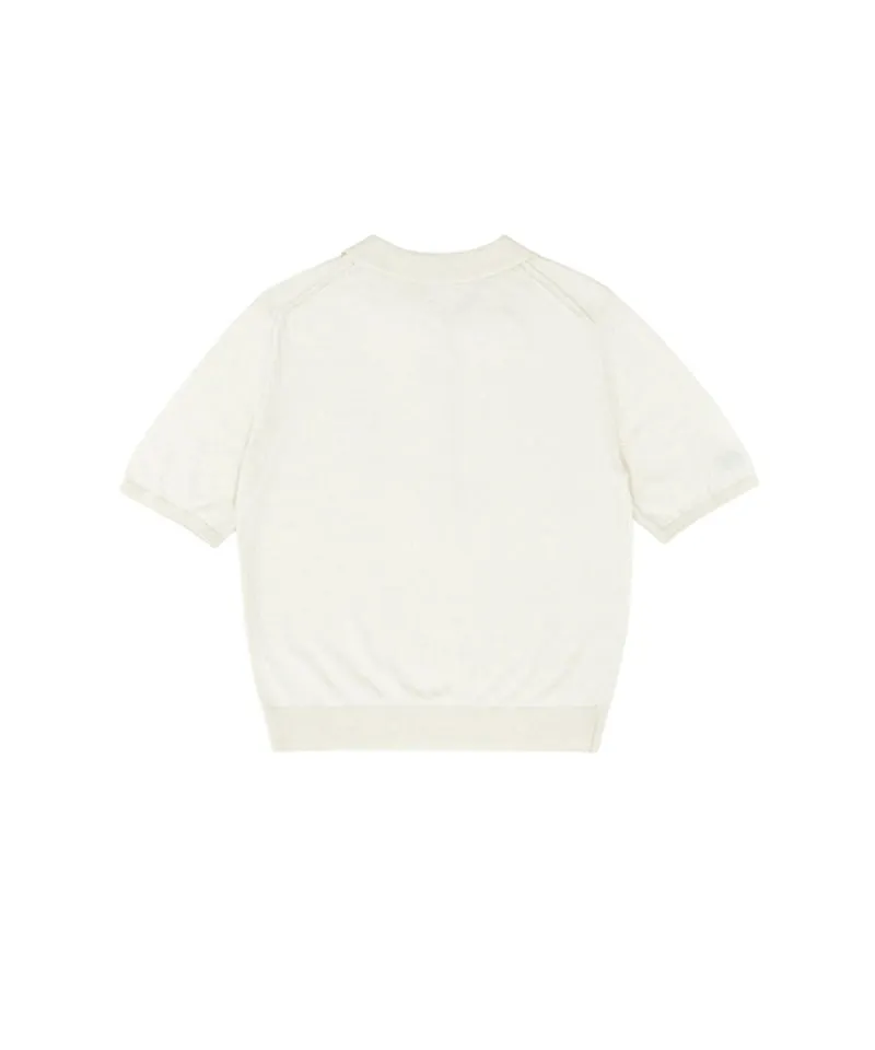 PIV'VEE Short Sleeve Knit PK Shirt - Cloud White