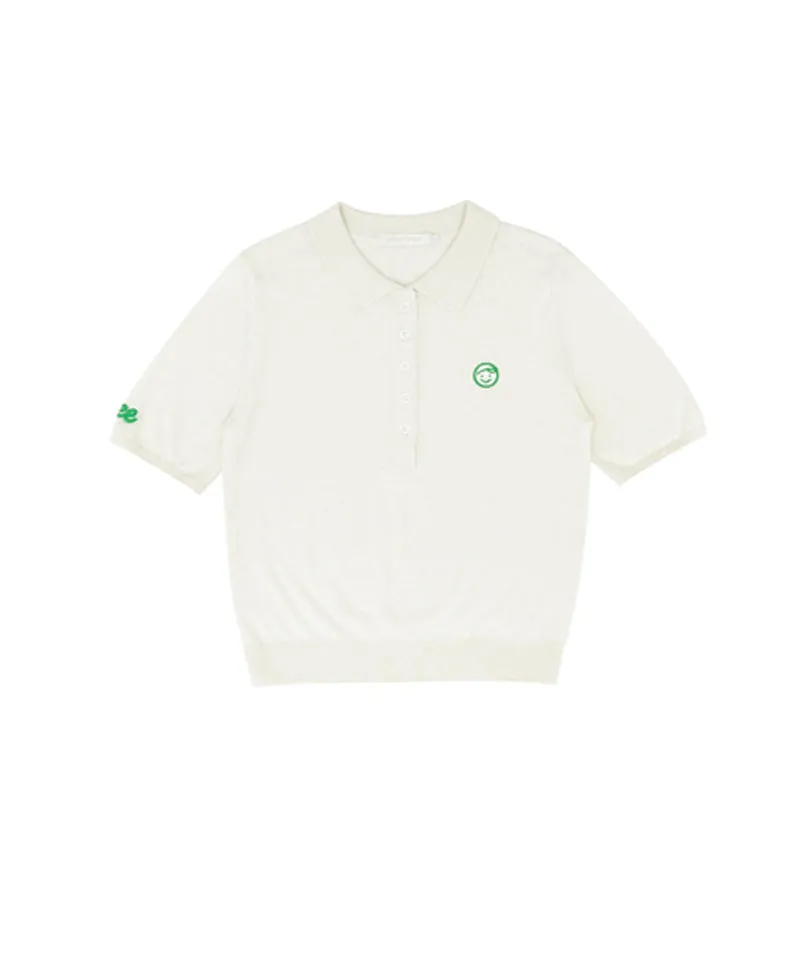 PIV'VEE Short Sleeve Knit PK Shirt - Cloud White