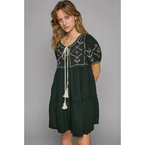 POL Women's Black Embroidered Mini Dress