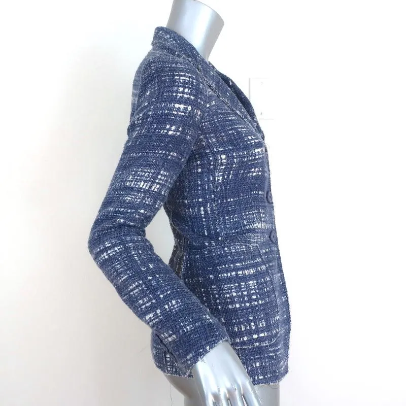 Prada Tweed Blazer Blue Size 38 Three-Button Jacket