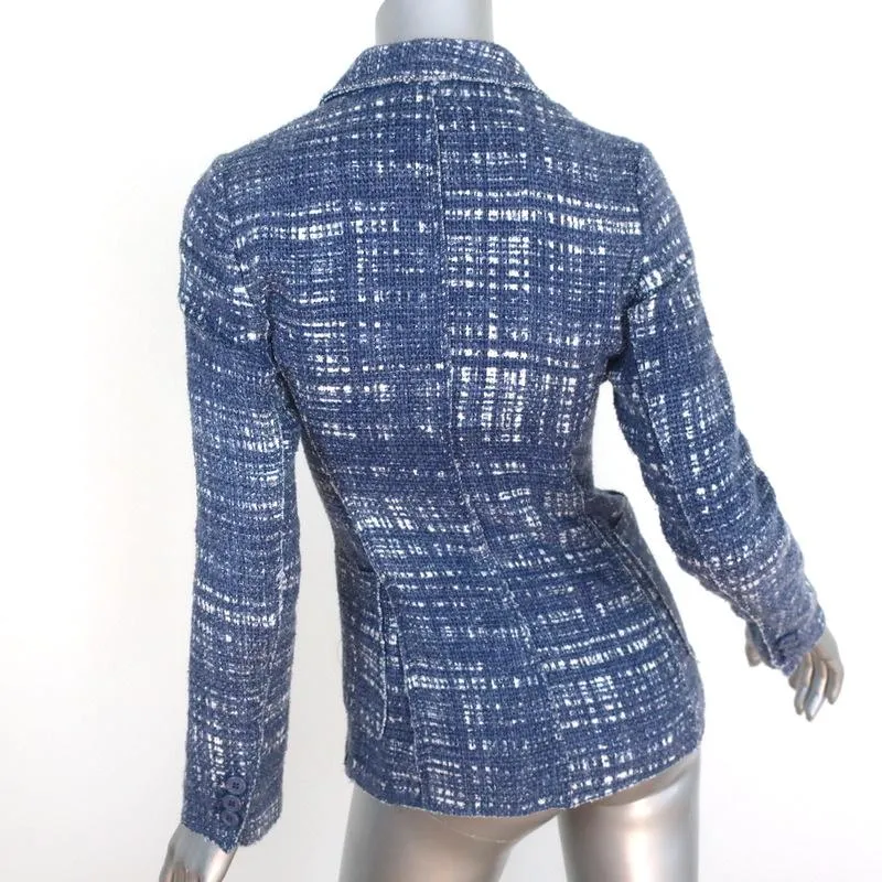 Prada Tweed Blazer Blue Size 38 Three-Button Jacket