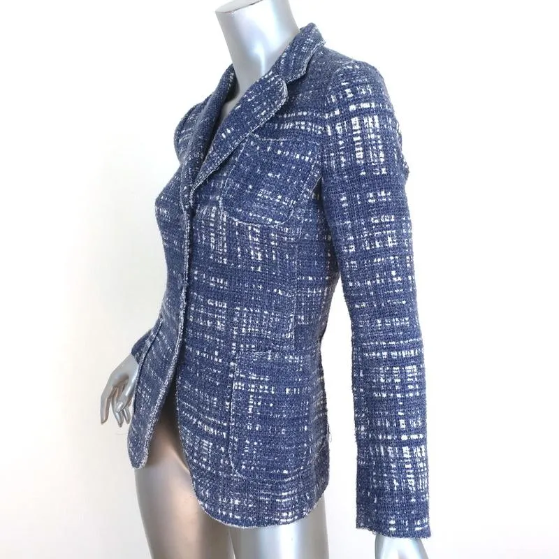 Prada Tweed Blazer Blue Size 38 Three-Button Jacket