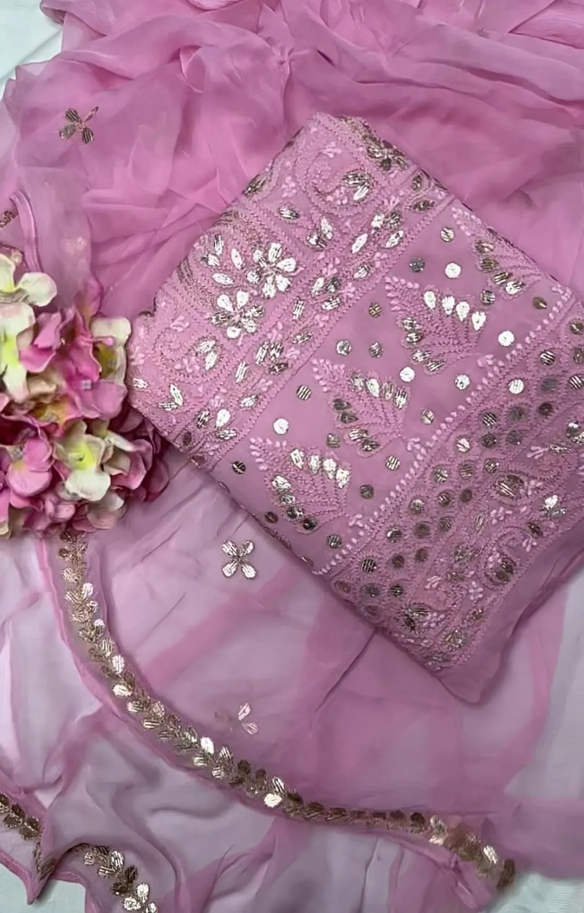 Pure Baby Pink Chikankari Gota Salwar Suit
