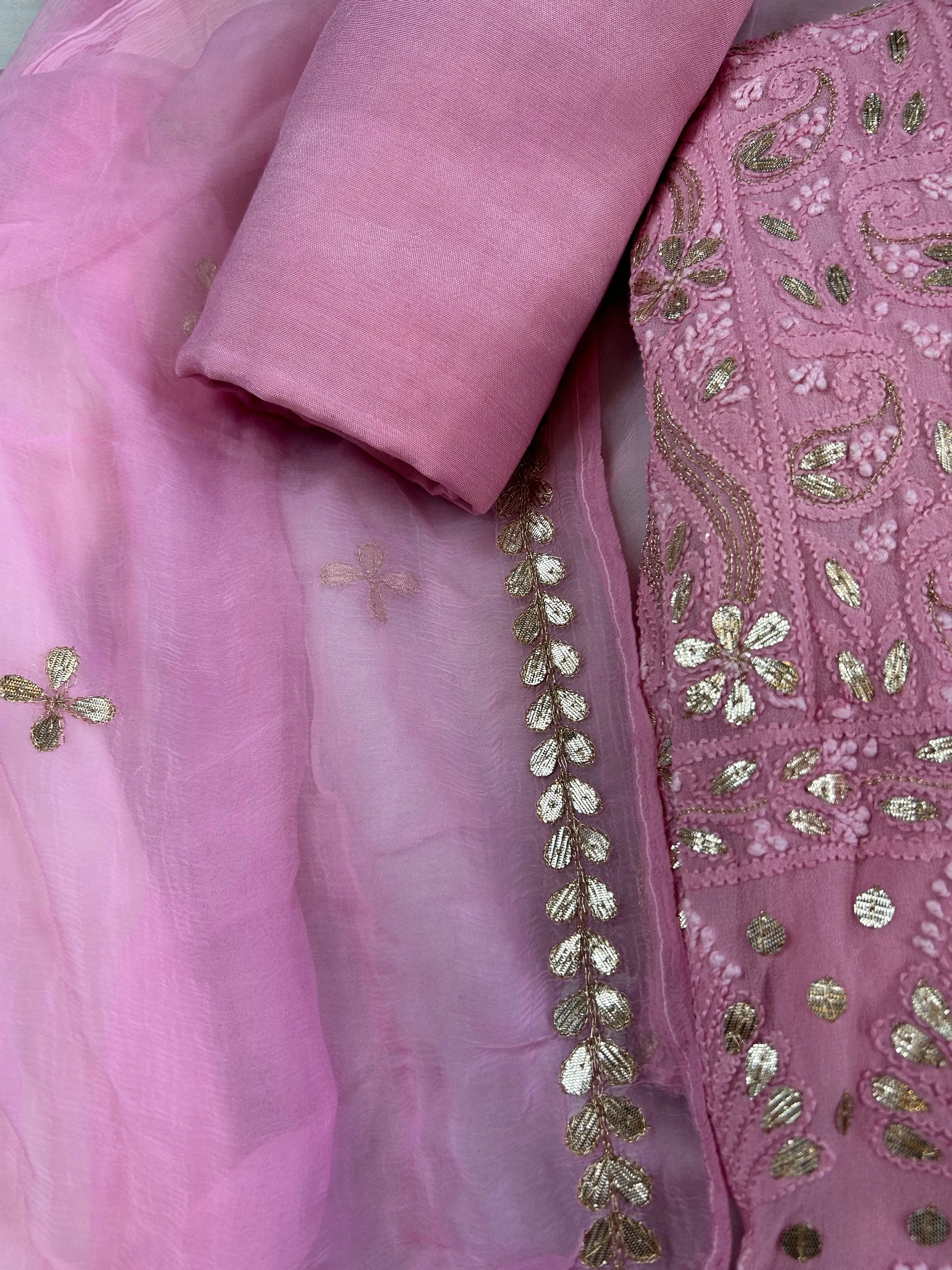Pure Baby Pink Chikankari Gota Salwar Suit