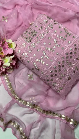 Pure Baby Pink Chikankari Gota Salwar Suit