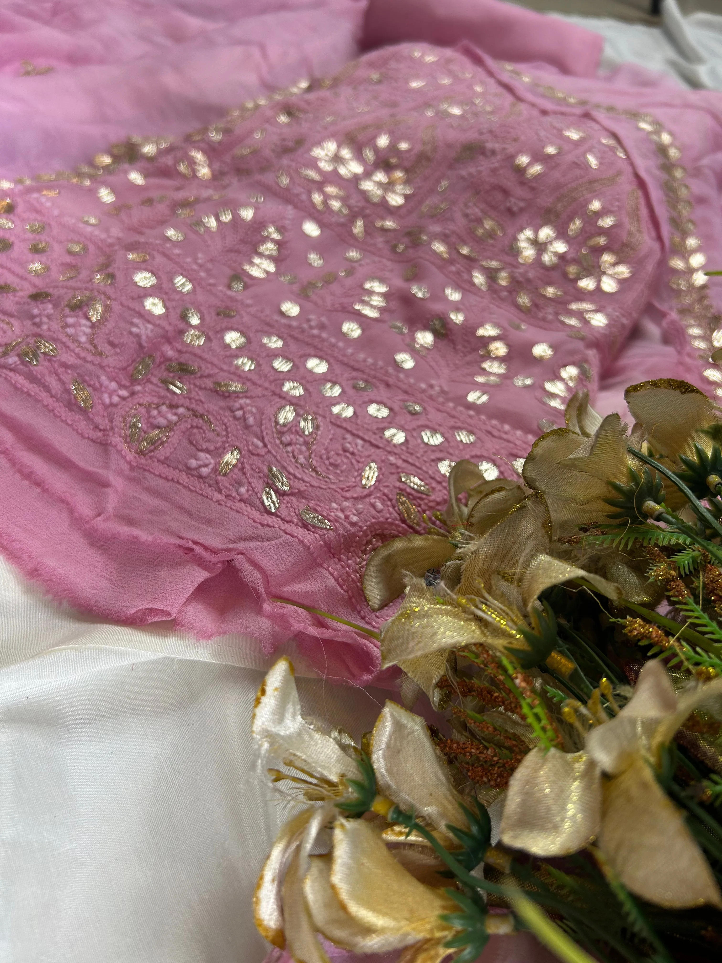 Pure Baby Pink Chikankari Gota Salwar Suit