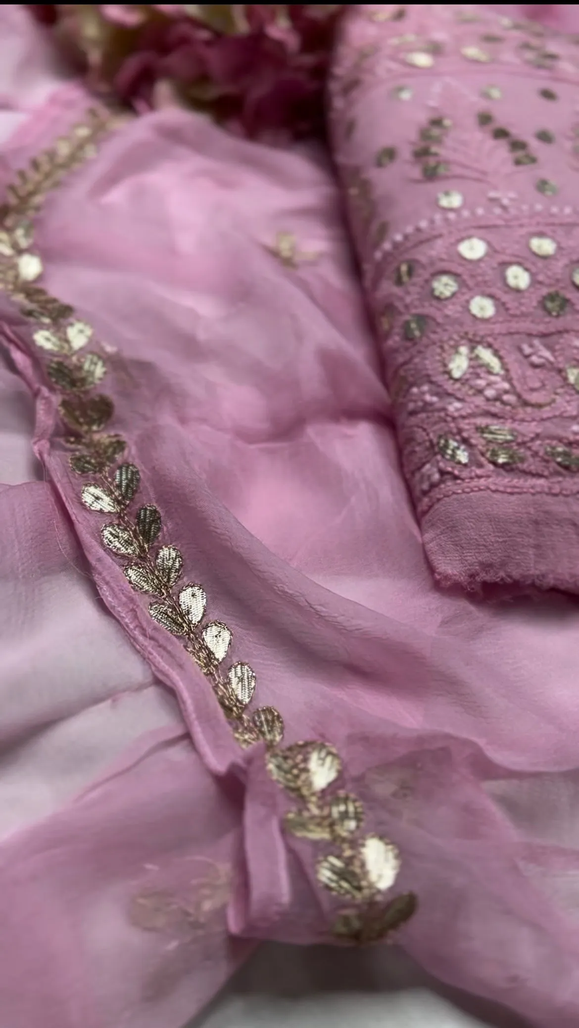 Pure Baby Pink Chikankari Gota Salwar Suit