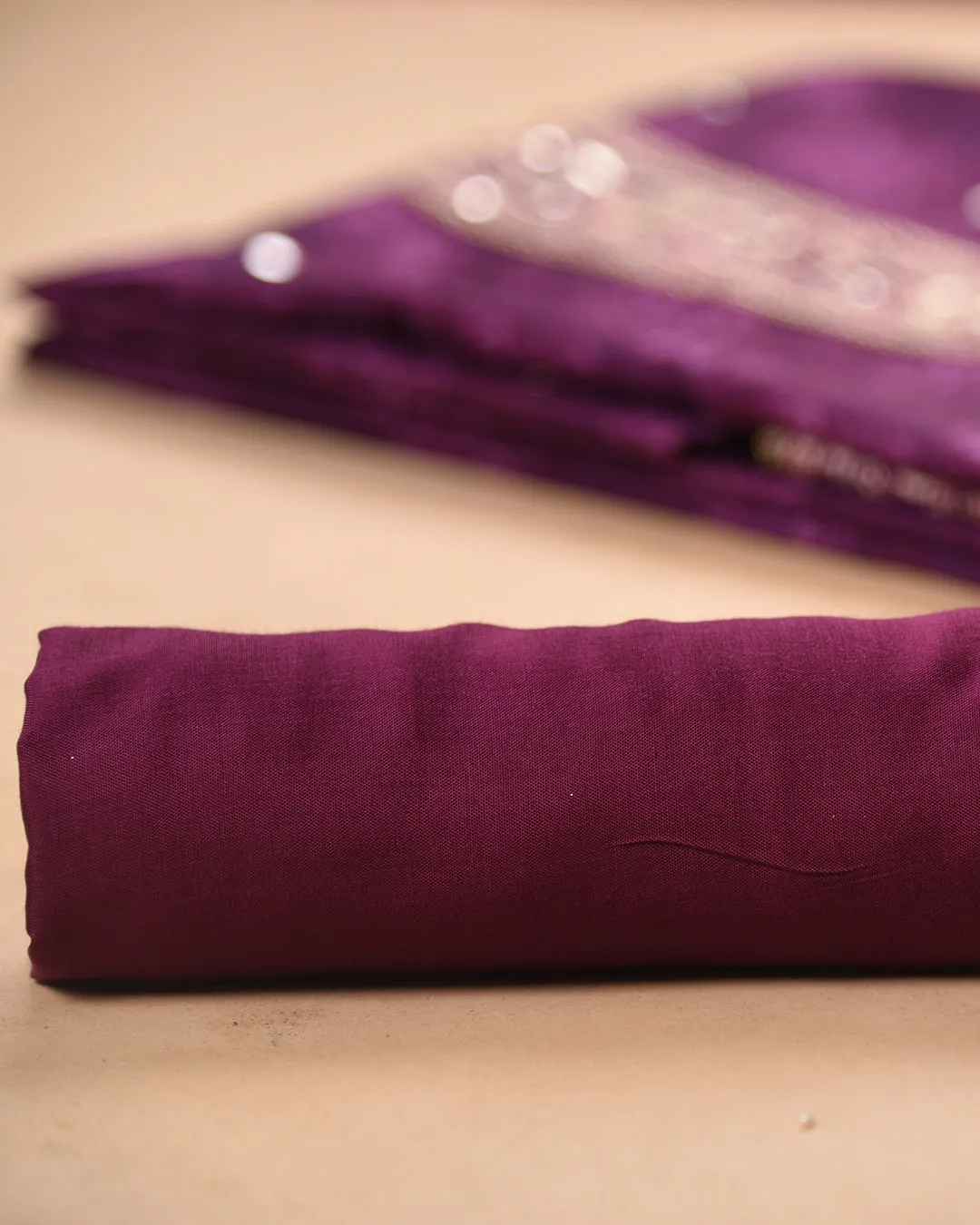Purple Silk Blend Printed With Embroidery Unstitched Suit Fabric Set With Silk Blend Dupatta