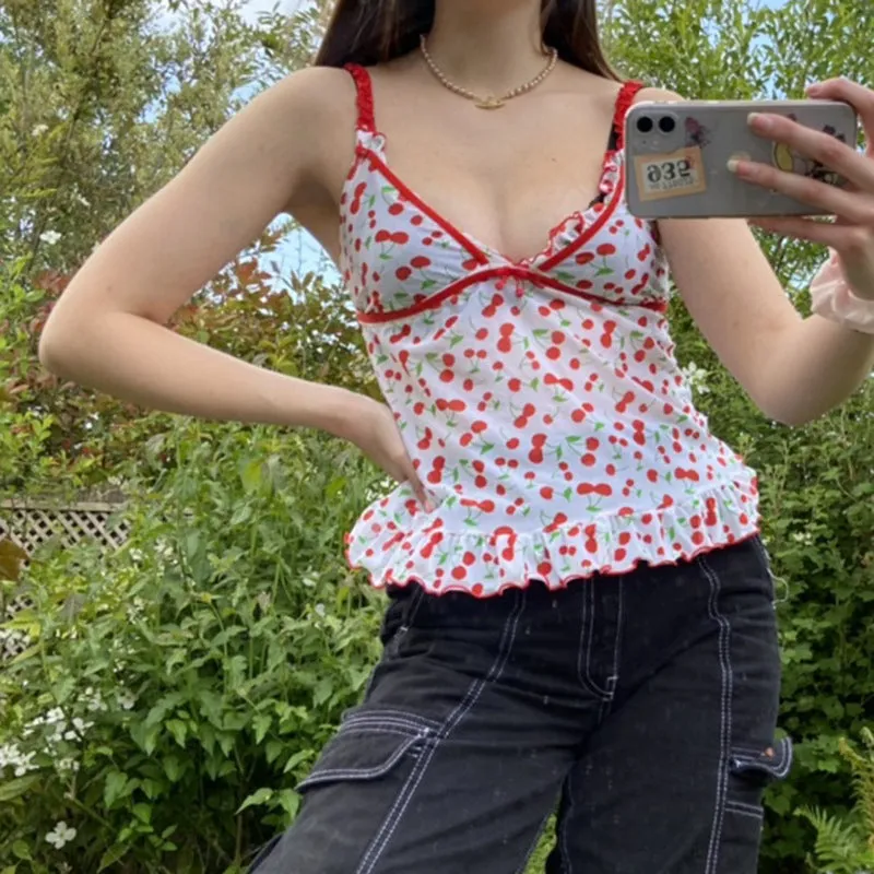 "CHERRY PRINT" VEST N090202