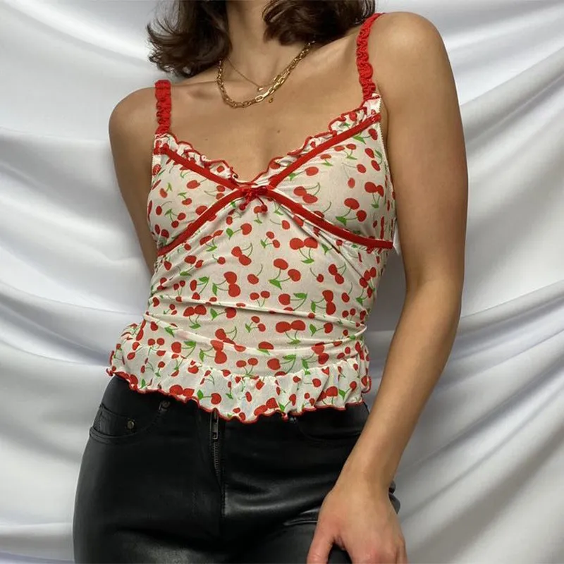 "CHERRY PRINT" VEST N090202