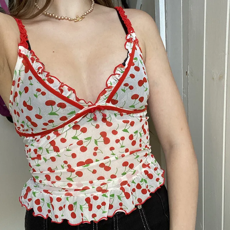 "CHERRY PRINT" VEST N090202