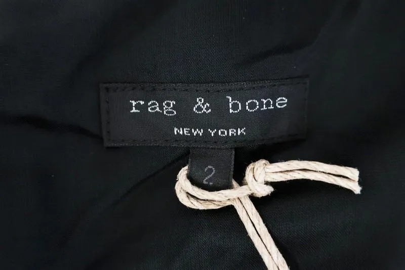 Rag & Bone Dress Marylebone Black Leather & Silk Chiffon Size 2 Tiered Mini NEW