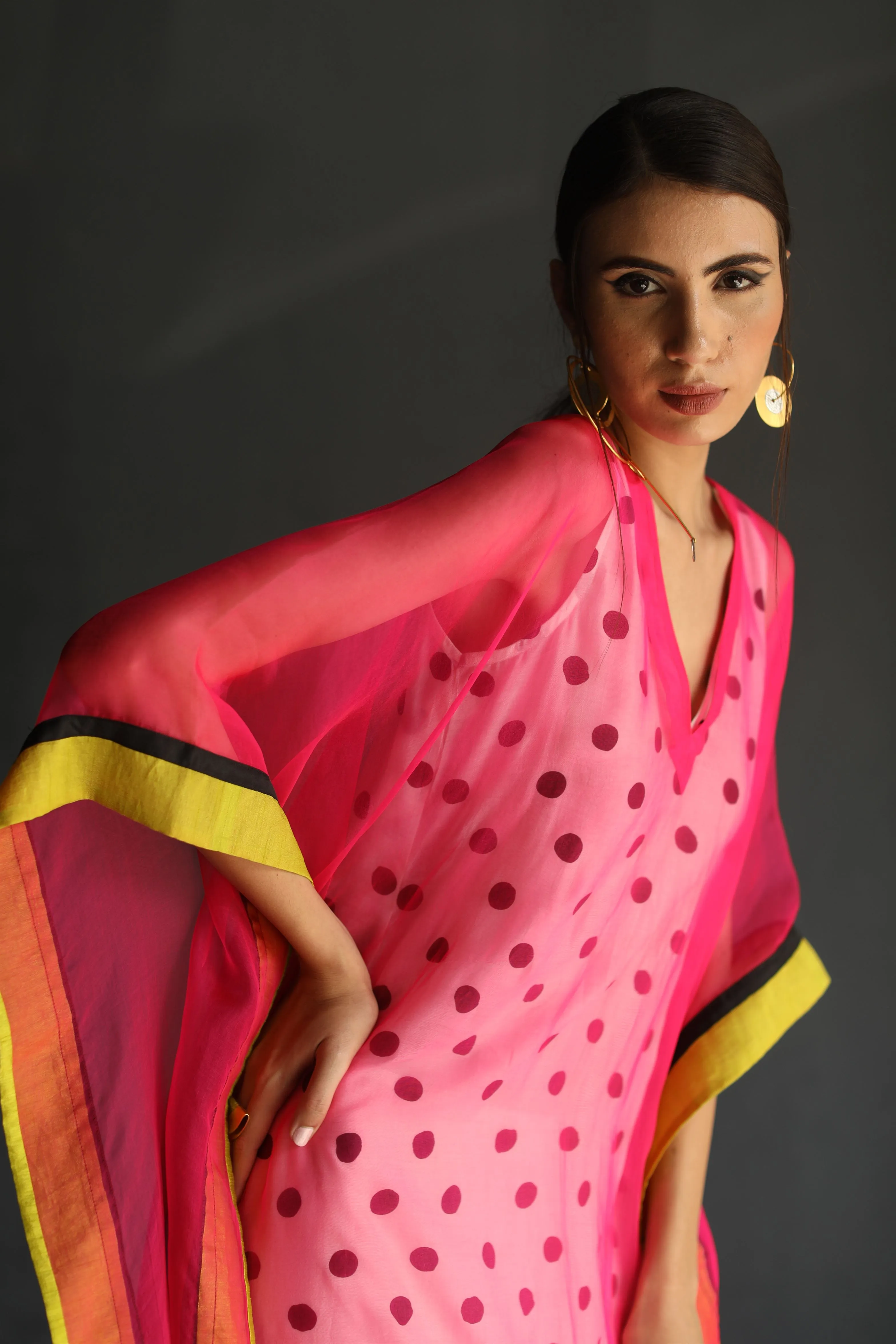 Raji Ramniq I Love To Dot I Cotton Silk Ensemble I Black and White Hot Pink I 106