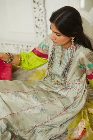 Raji Ramniq Mehezebeen Collection Grey Pink Lime Kurta Salwar Dupatta Mb-112