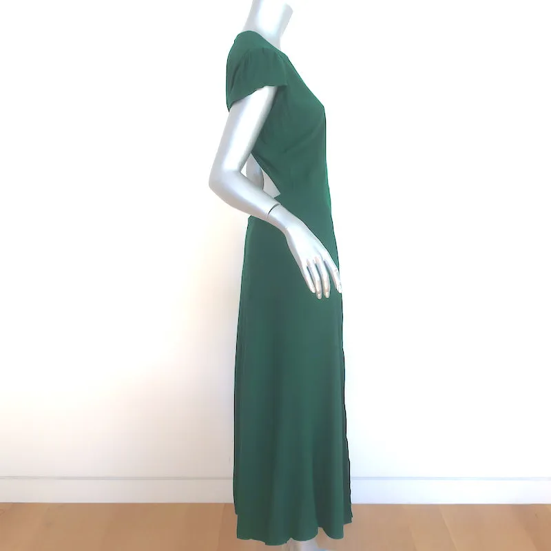 Reformation Gavin Open-Back Midi Dress Green Crepe Size 8