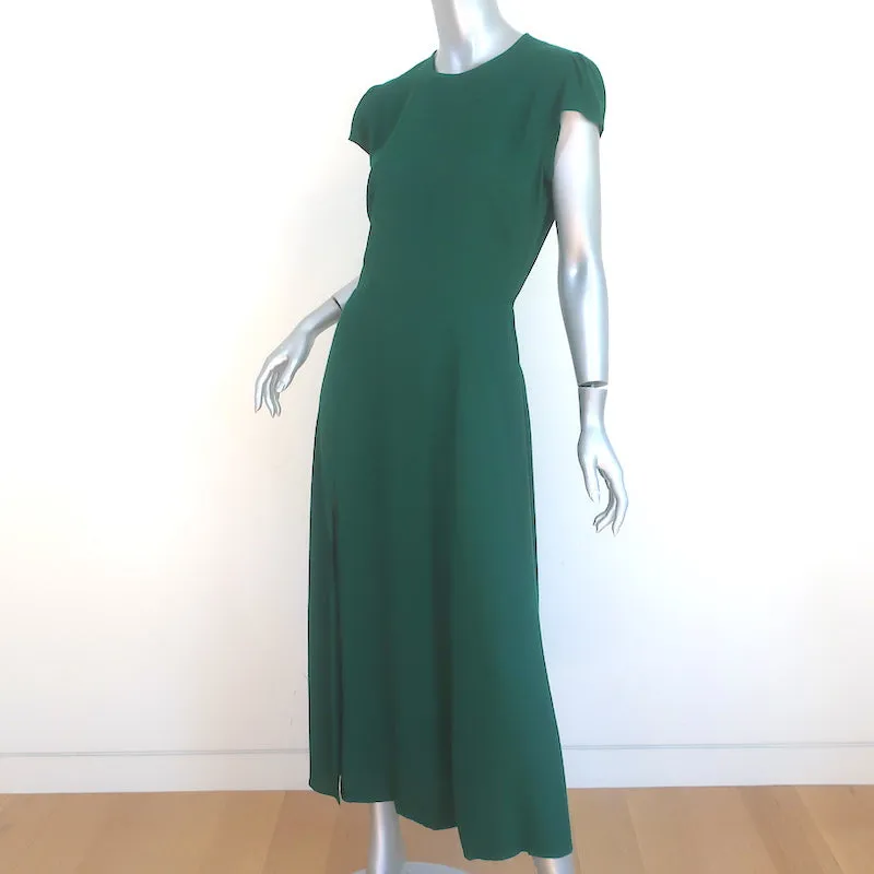 Reformation Gavin Open-Back Midi Dress Green Crepe Size 8