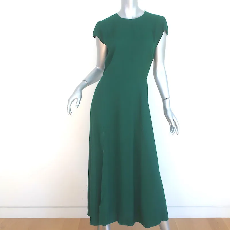 Reformation Gavin Open-Back Midi Dress Green Crepe Size 8