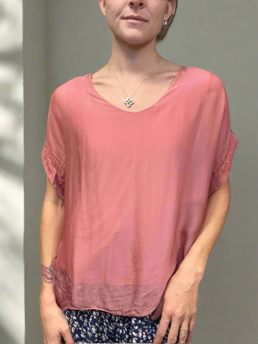 Rosette Silk Blend Blouse