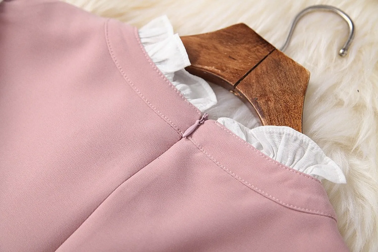 Ruffled Hem Blazers Splicing Chiffon Sleeve and Pants Two-piece Set Blue