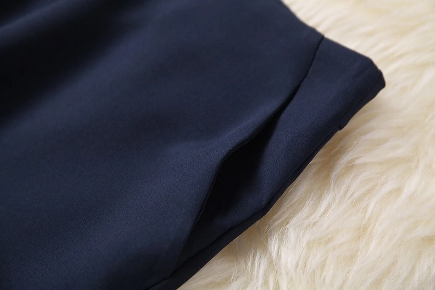 Ruffled Hem Blazers Splicing Chiffon Sleeve and Pants Two-piece Set Blue