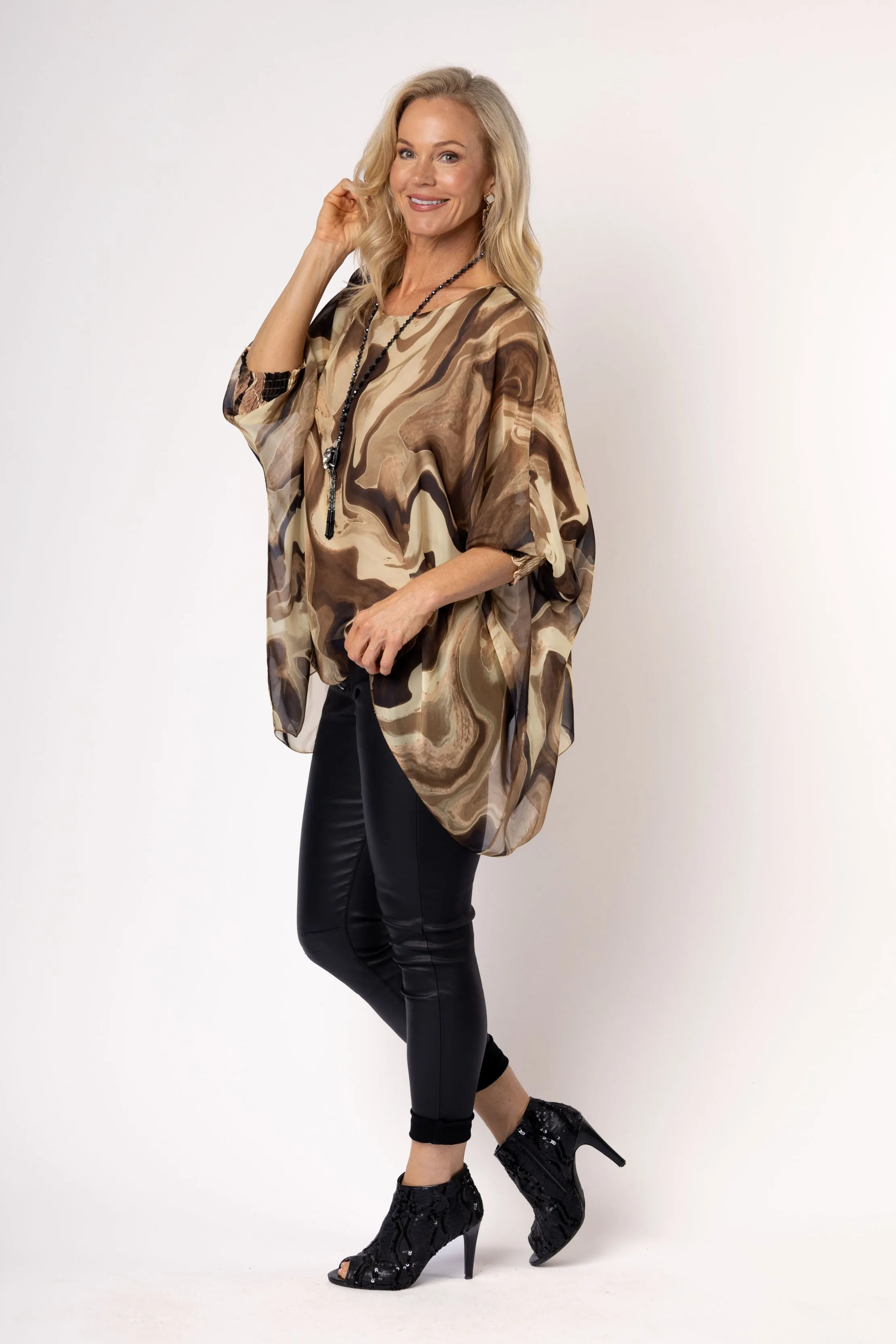 Samira Silk Top in Desert