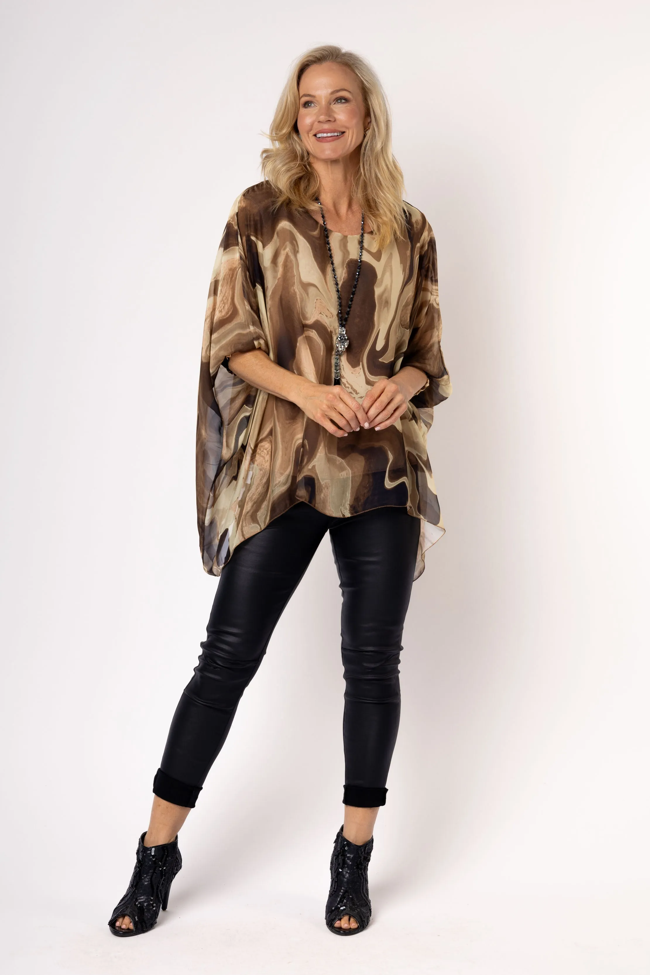 Samira Silk Top in Desert