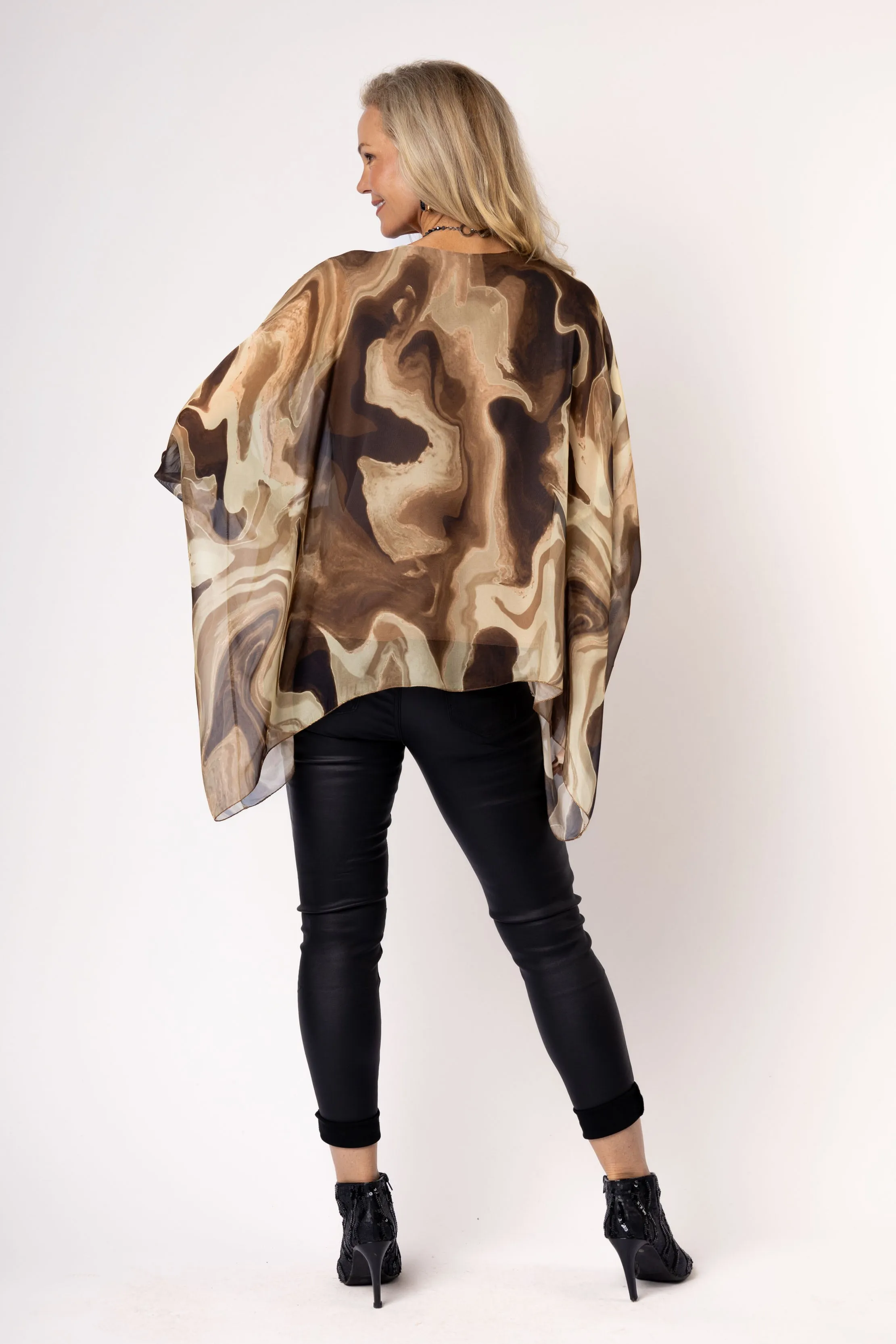 Samira Silk Top in Desert