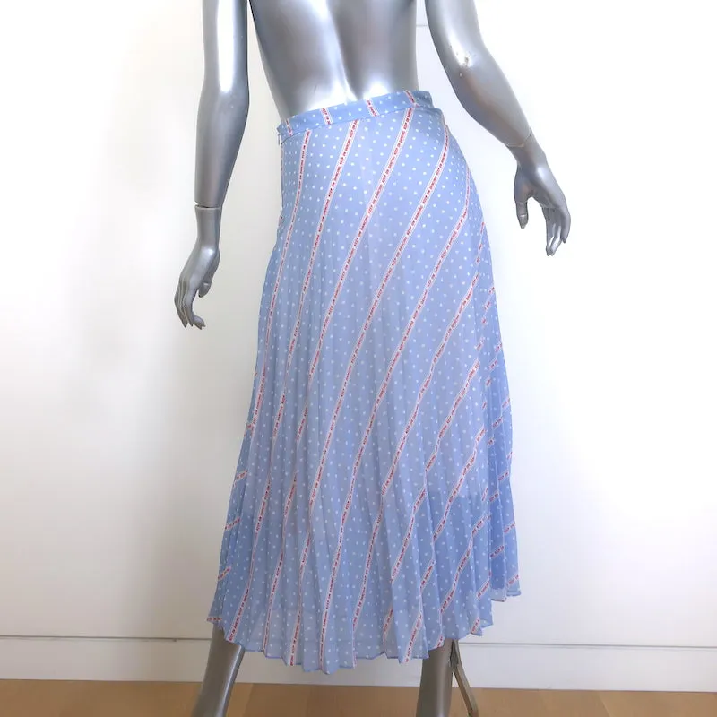 Sandro Eode Keep on Dancing Print Pleated Midi Skirt Light Blue Chiffon Size 1