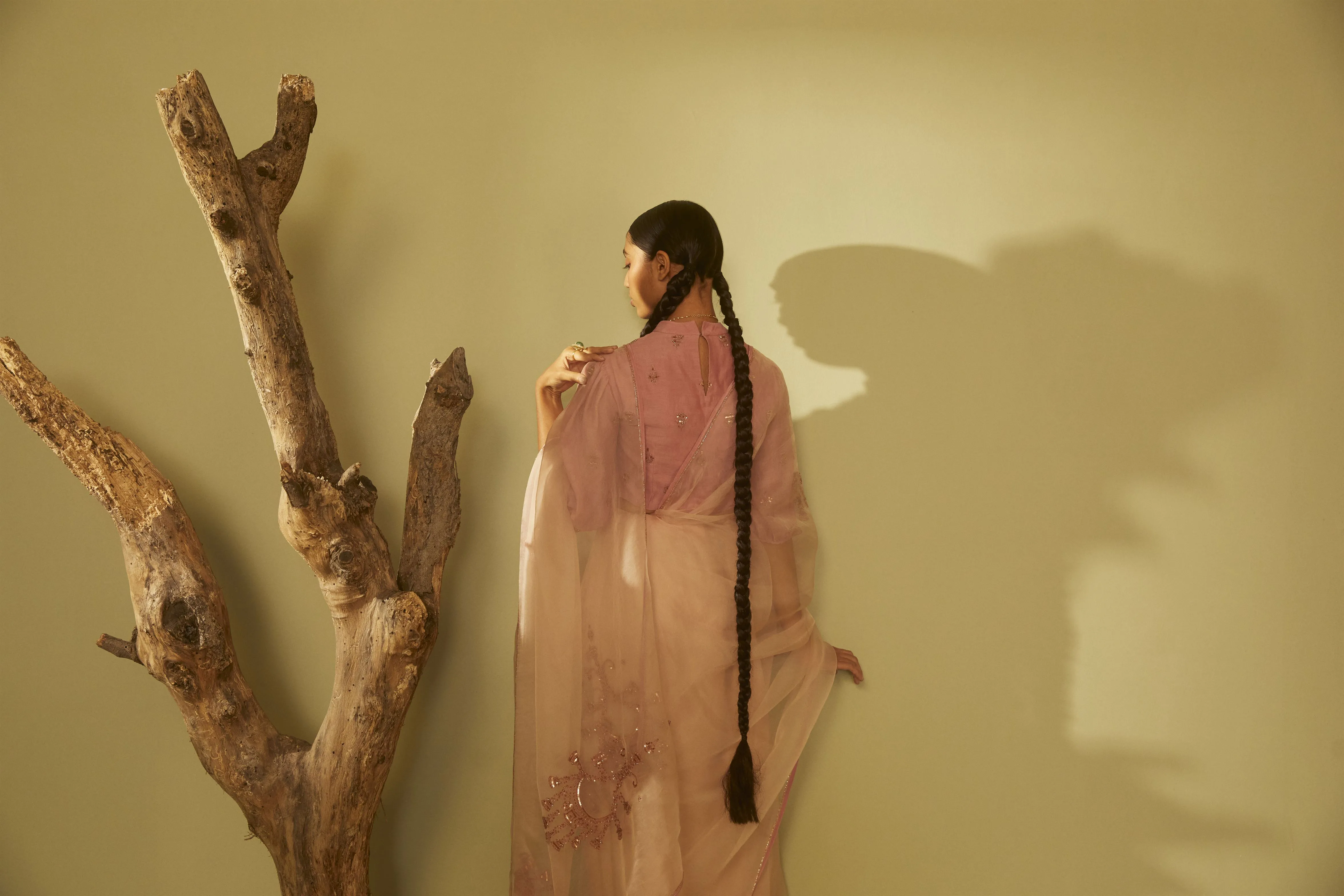 Sarang Kaur Moore Park Pink Jhoomar saree Organza silk Blouse piece Chanderi silk Jhoomar SK01188