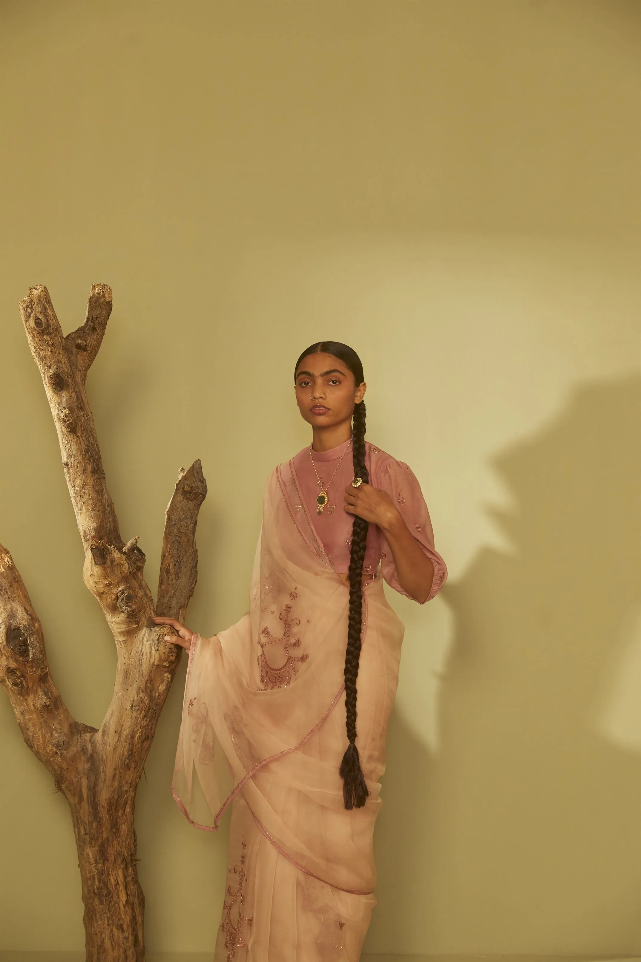 Sarang Kaur Moore Park Pink Jhoomar saree Organza silk Blouse piece Chanderi silk Jhoomar SK01188