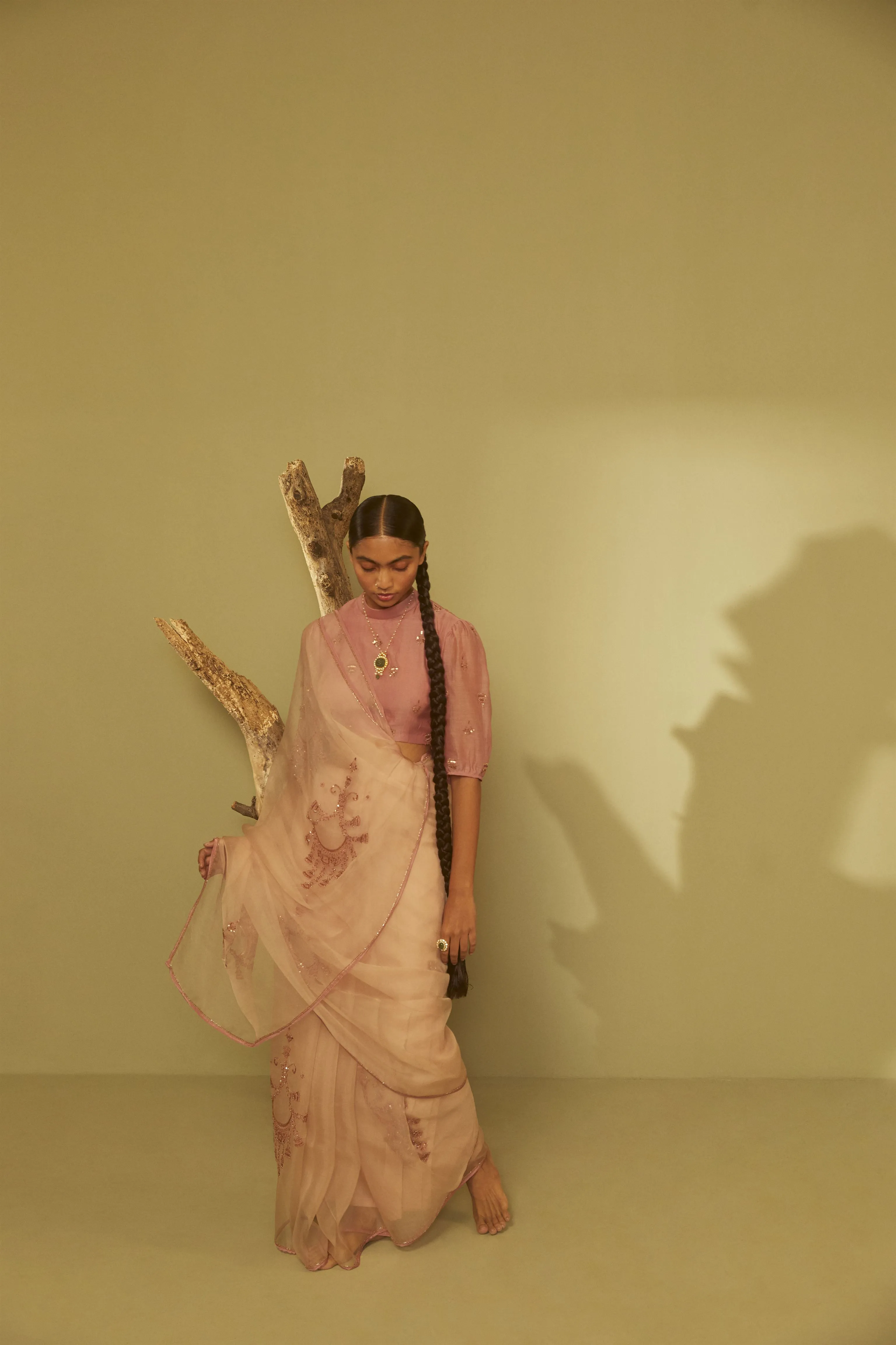 Sarang Kaur Moore Park Pink Jhoomar saree Organza silk Blouse piece Chanderi silk Jhoomar SK01188