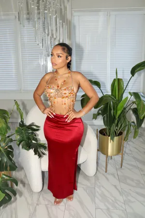 Satin skirt (red)