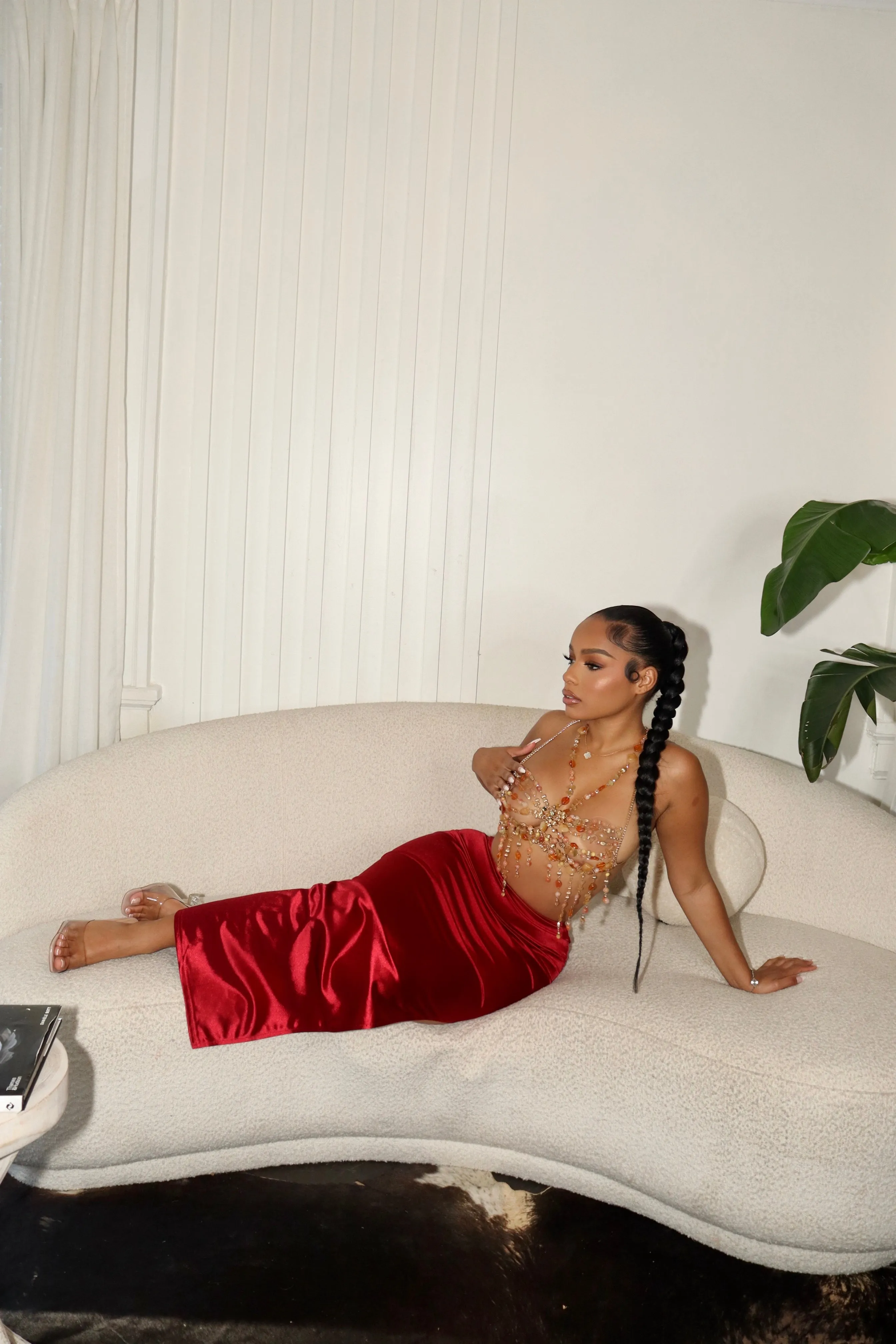 Satin skirt (red)