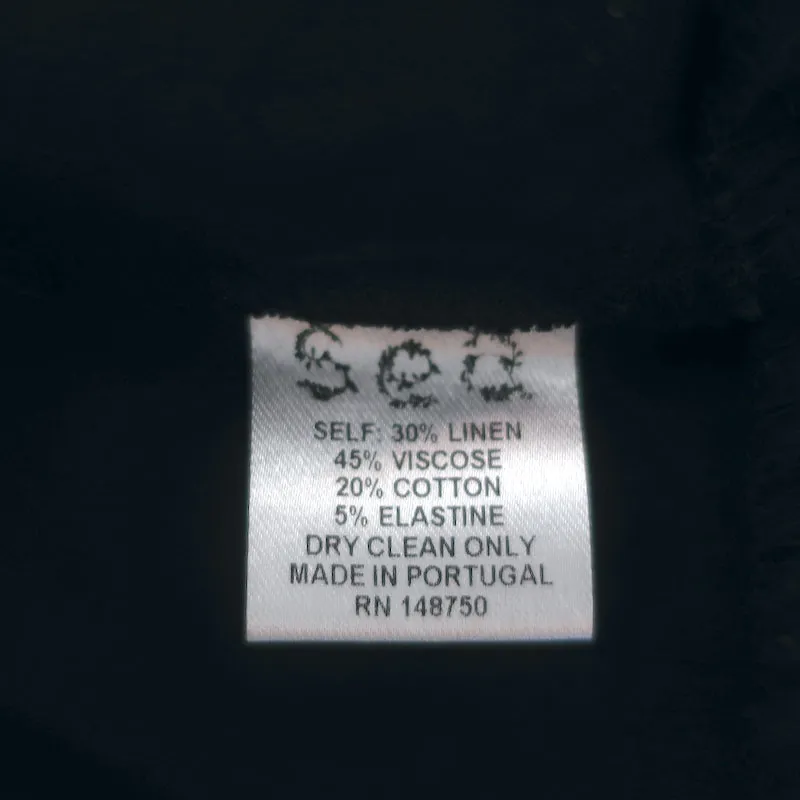 SEA Ruffle Top Black Linen-Blend Size 2 Short Sleeve Blouse
