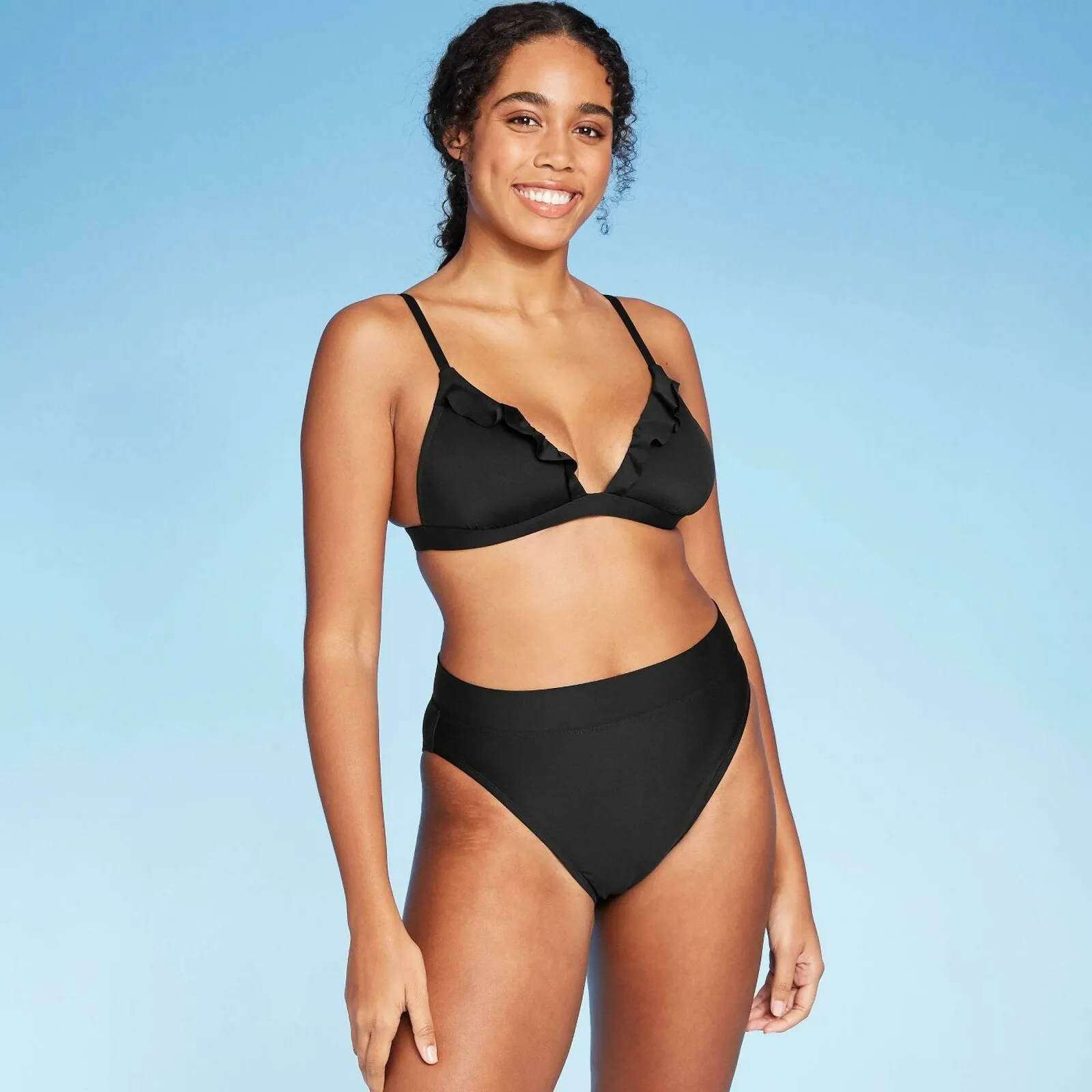 Shade & Shore Women's High Leg High Waist Cheeky Bikini Bottom