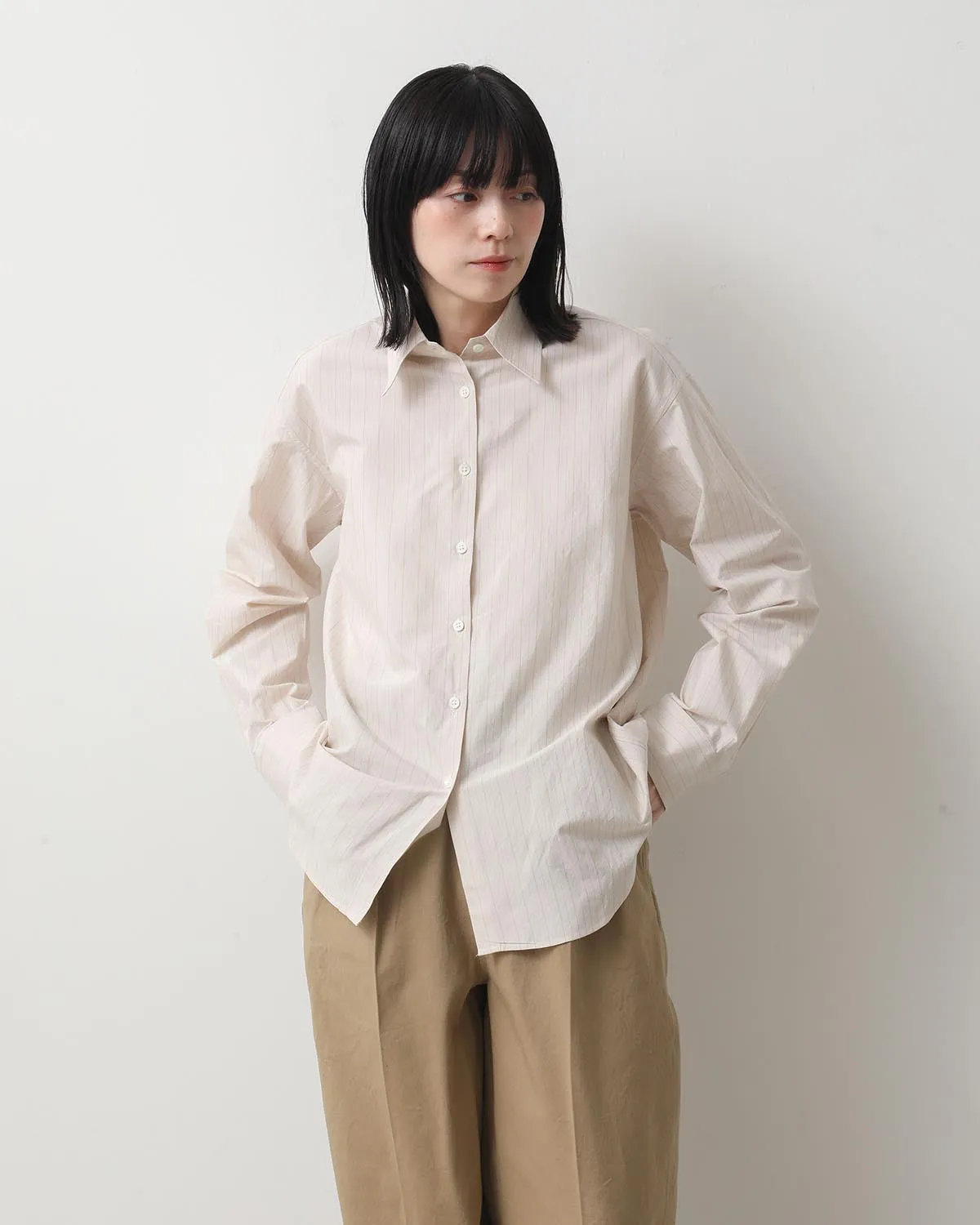 SILK COTTON STRIPE SHIRT (WOMEN'S)