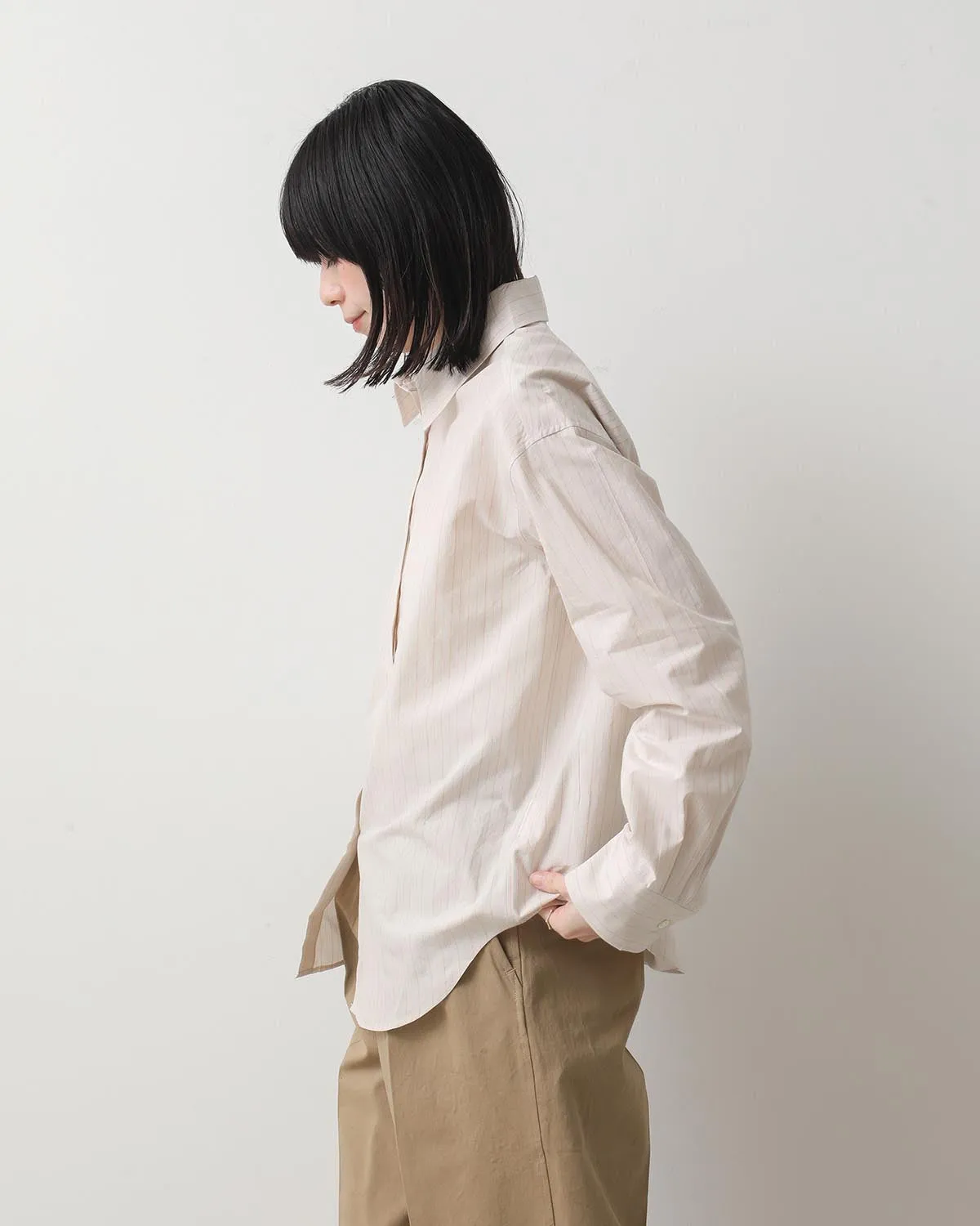 SILK COTTON STRIPE SHIRT (WOMEN'S)