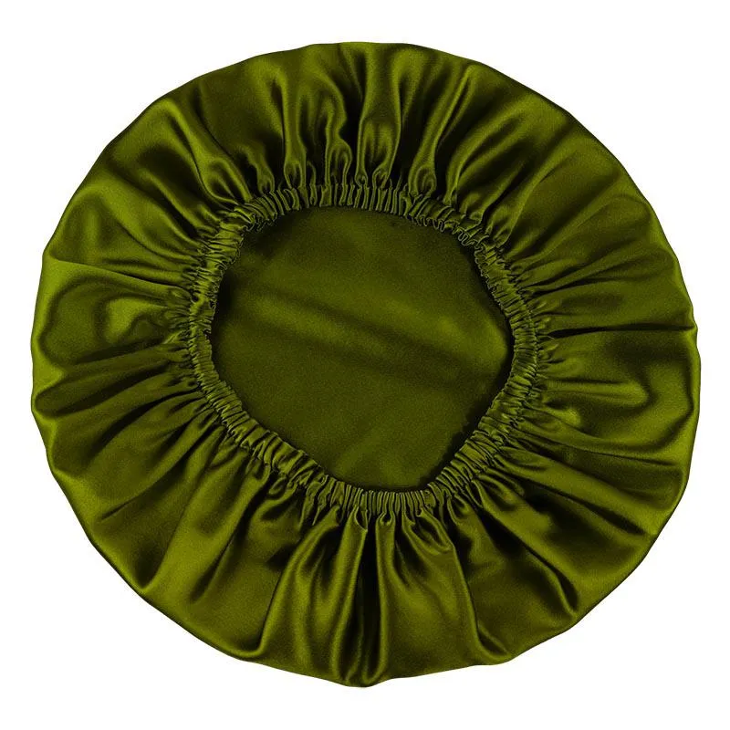 Silk Hair Bonnet - Double side no edge - Bright Olive