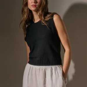 Soft Featherweight Cashmere Vest - Black