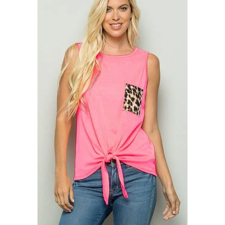 Solid top with animal print