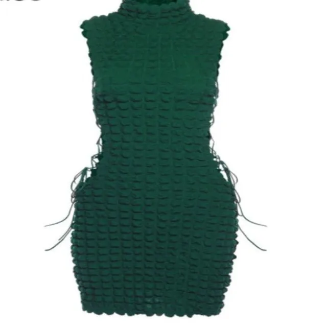 Sophia Stunning Stacked Mock Neck Sleeveless Dress