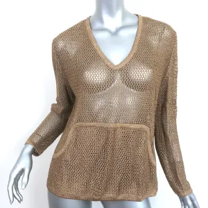St. John Sport by Marie Gray Sweater Gold Metallic Mesh Knit Size Medium