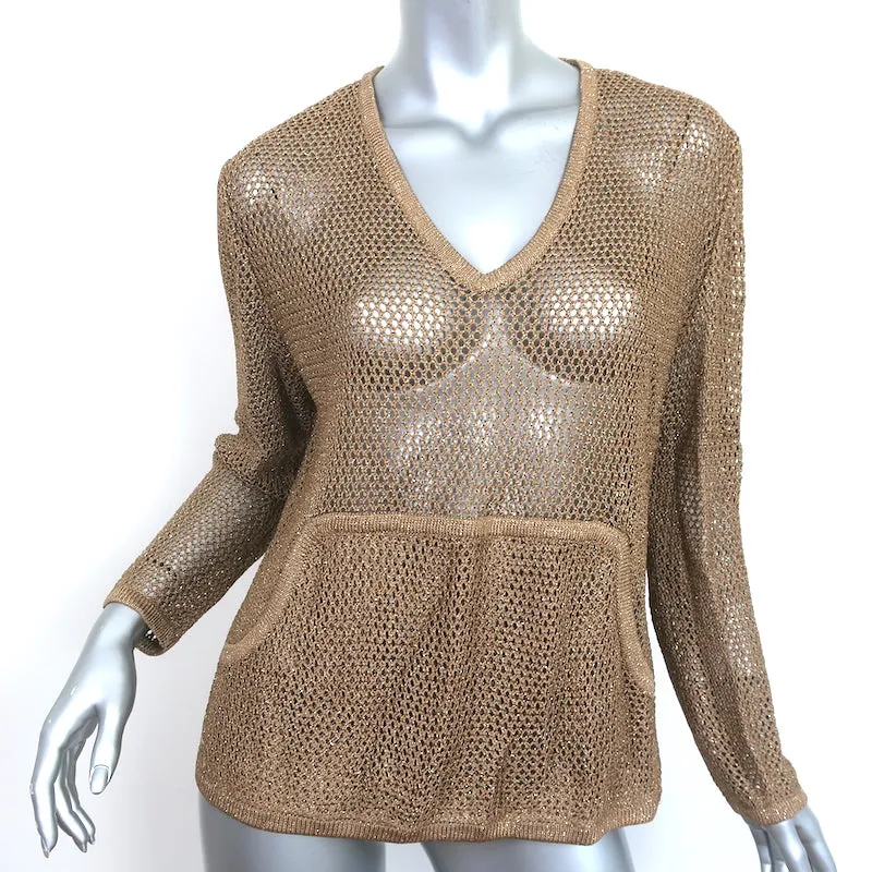 St. John Sport by Marie Gray Sweater Gold Metallic Mesh Knit Size Medium