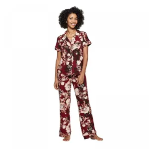 Stars Above Women's Floral Print Beautifully Soft Notch Collar Pajama Set