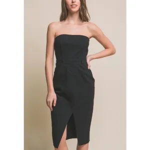 Strapless Denim Midi Dress