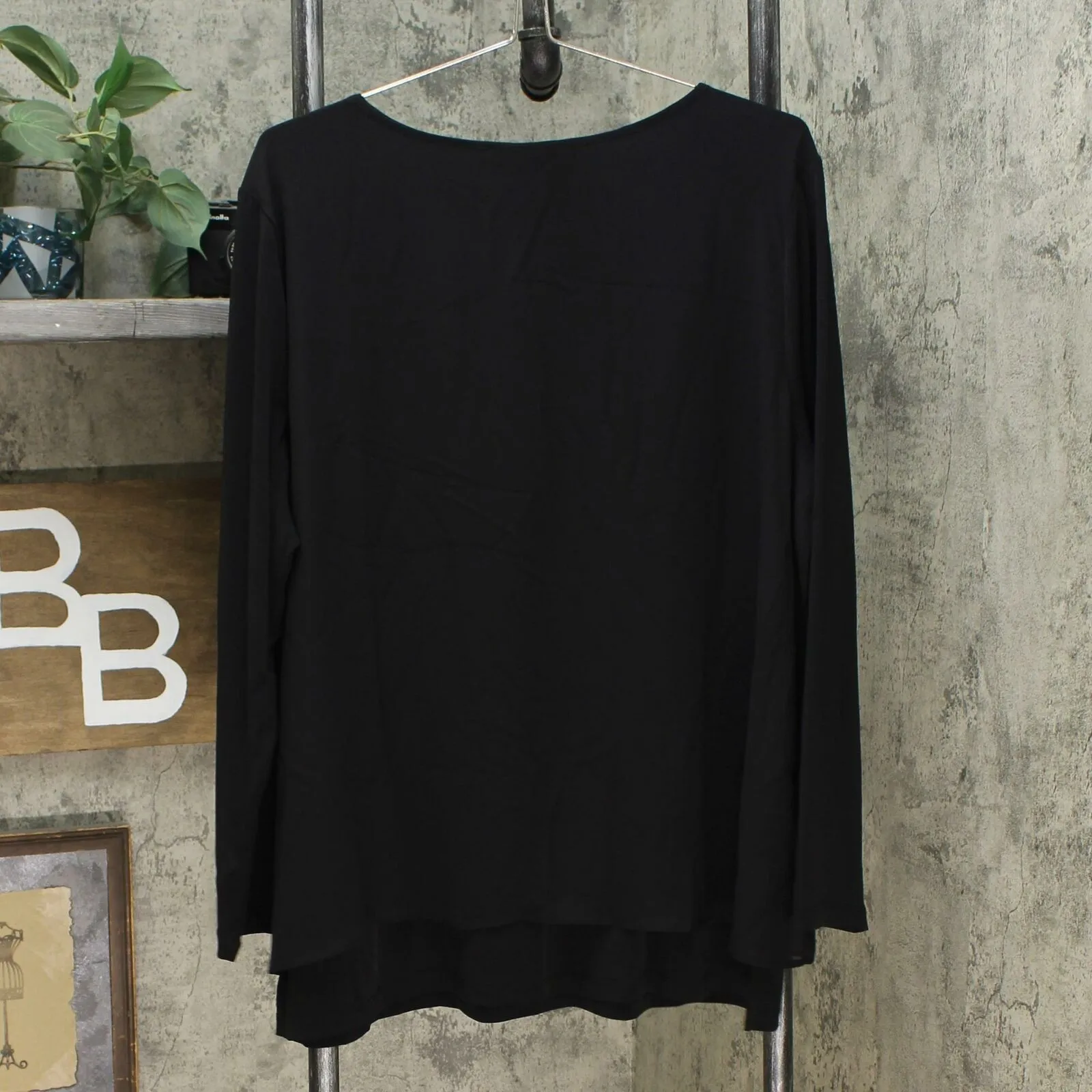 Susan Graver Women's Liquid Knit Top With Chiffon Overlay