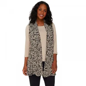 Susan Graver Women's Printed Sheer Chiffon Vest Wheat / Abstract XS