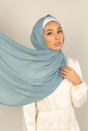 TEAL AZURE Georgette Chiffon Scarf